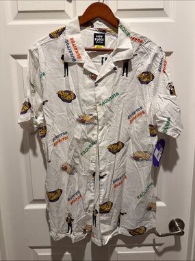 RVCA White Short-Sleeve Taqueria Print Button-Down Shirt